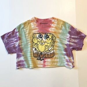 Nickelodeon Spongebob Squarepants Tie Dye Crop Shirt Size S/M